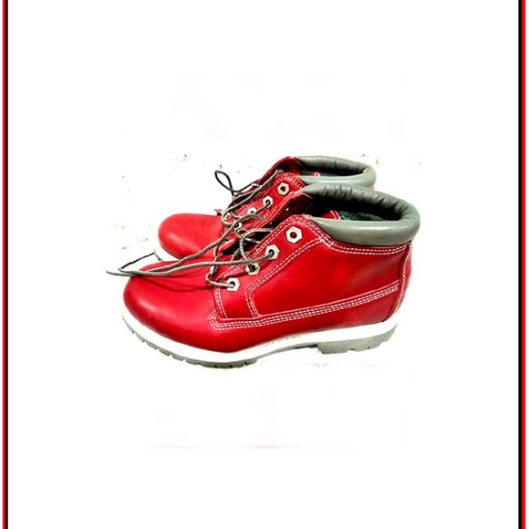 Rare & Unique Women's Deep Red Timberland Top Grade Genuine Leather Boots